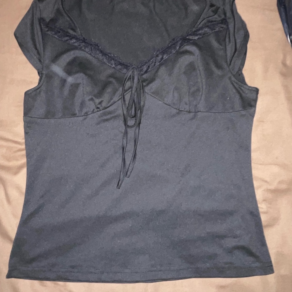 SHEIN Black Top with Lace Trim